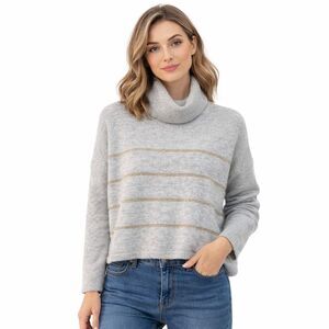 Cupcakes And Cashmere Sweater Womens XS Gray Striped Turtleneck Pullover Knit